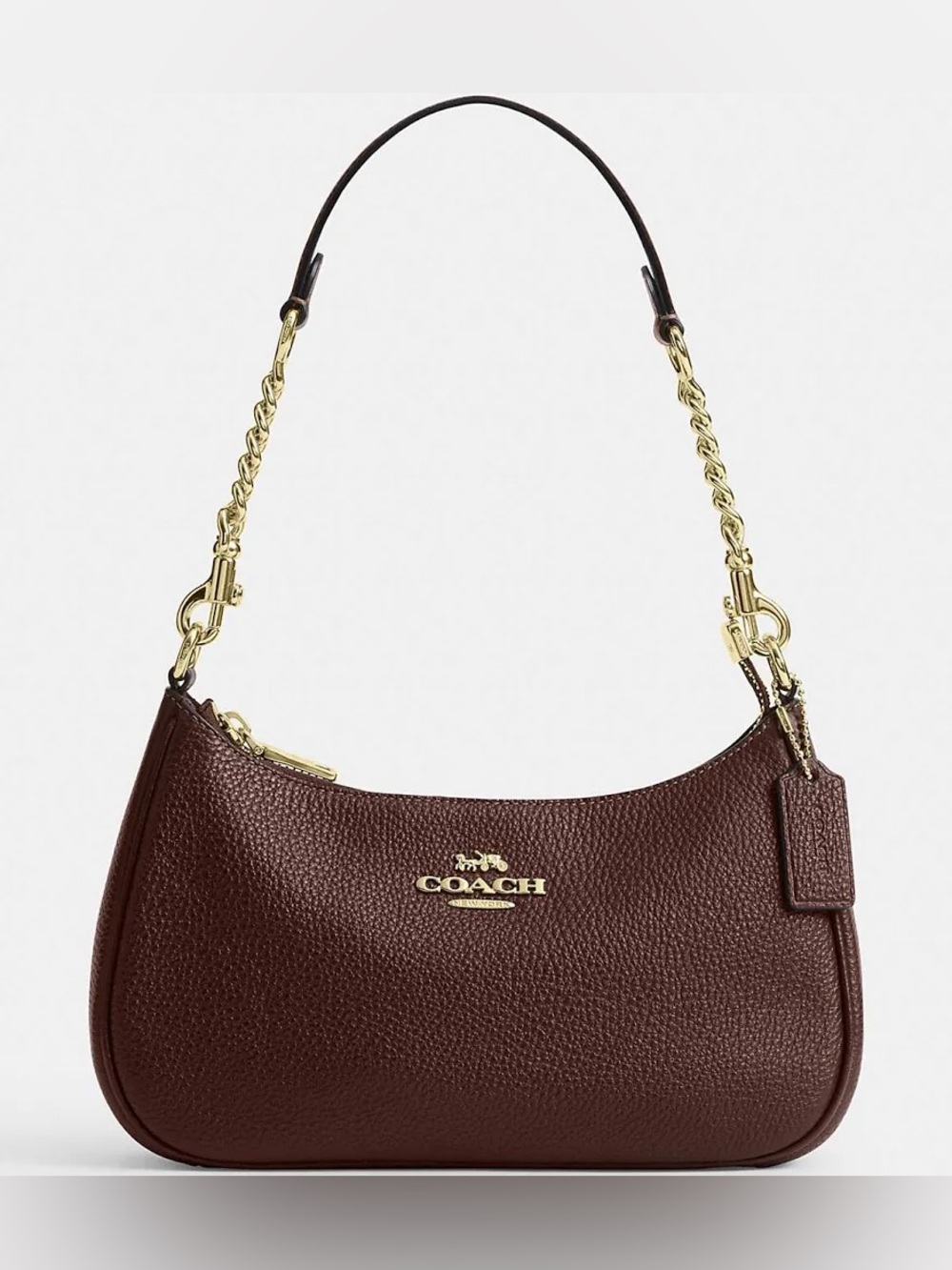 Coach Pebbled Leather Shoulder Bag in Brown with Gold Hardware